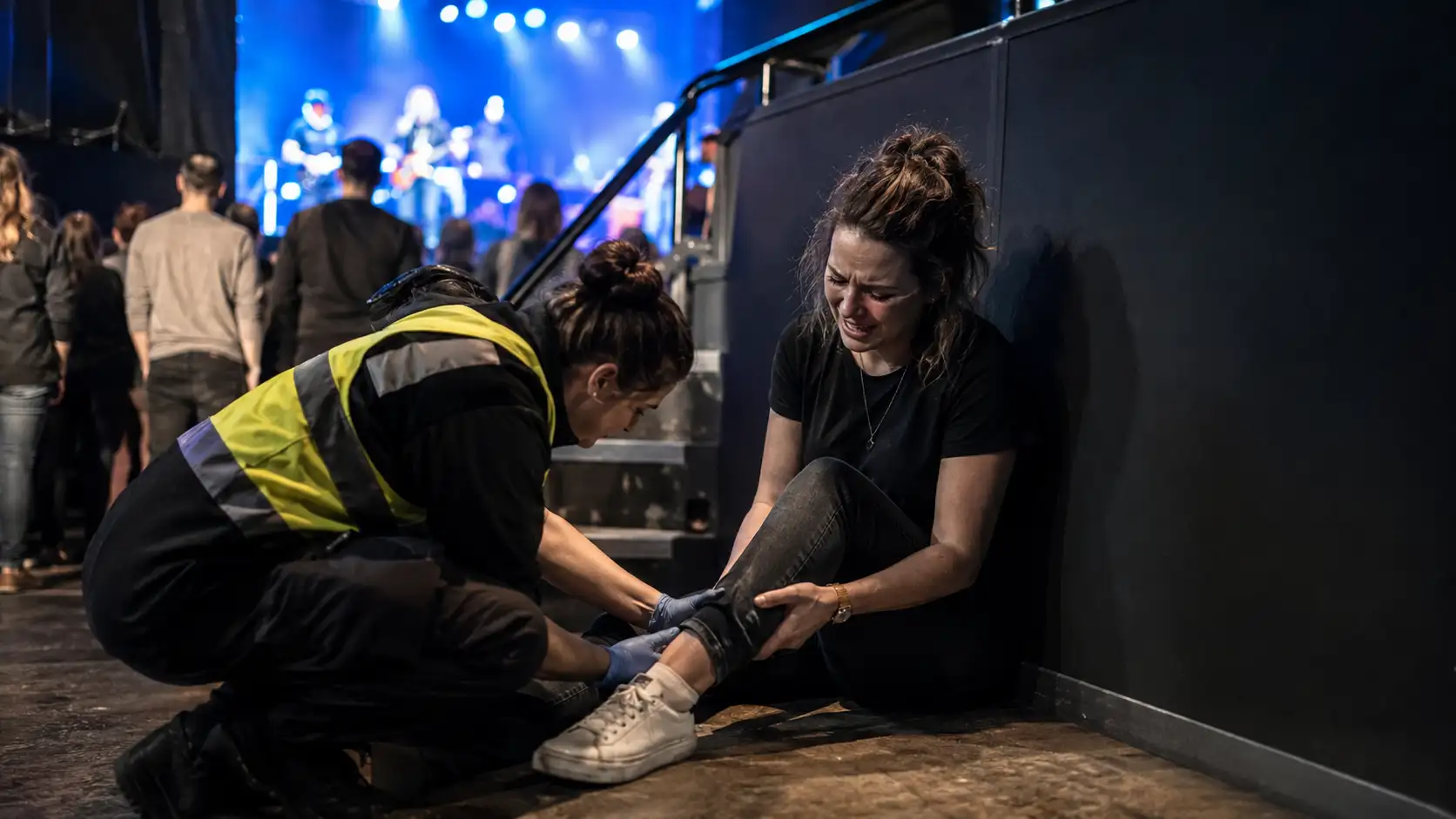 Abogado por lesiones en eventos masivos en Buenos Aires, recitales, estadios, festivales y boliches. Responsabilidad solidaria del organizador, predio y empresa de seguridad por aplastamientos, caídas en gradas, agresiones físicas.